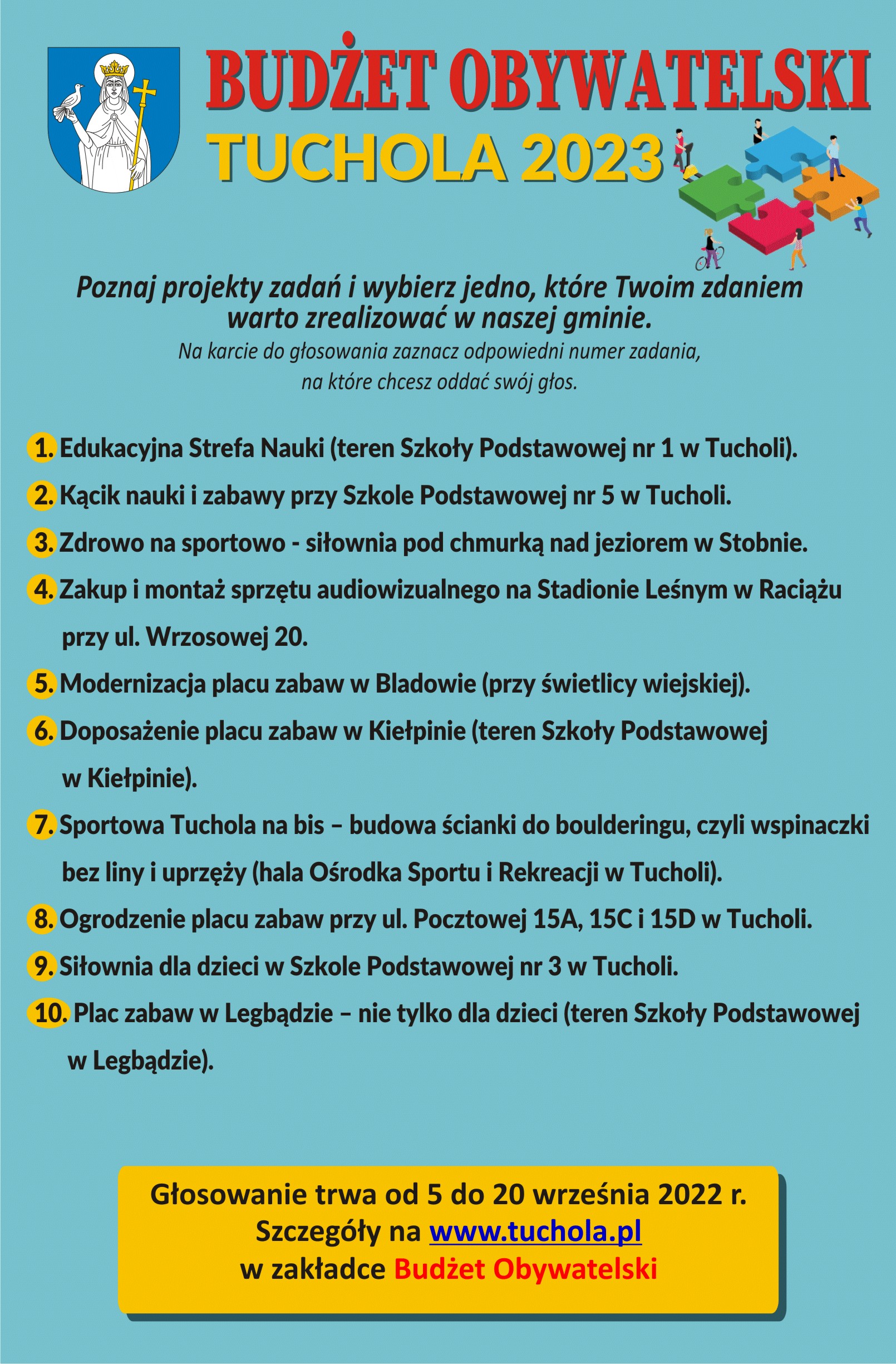 Plakat z projektami zadań. Jego treść jest powyżej