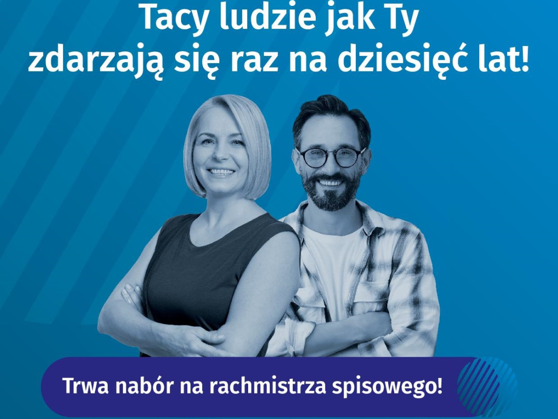 Plakat informacyjny dotyczący naboru na rachmistrzów Narodowego Spisu Powszechnego