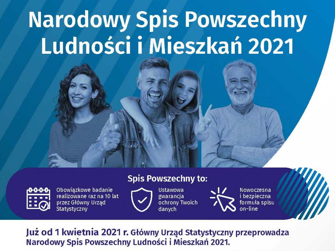 Plakat informacyjny Narodowego Spisu Powszechnego Ludności i Mieszkań