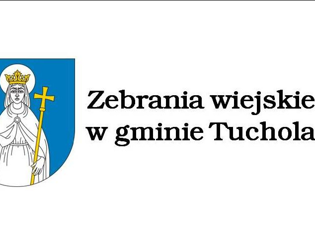 Baner z napisem "Zebrania wiejskie w gminie Tuchola"