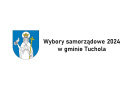 Zdjęcie zawiera herb Tucholi i napis: wybory samorządowe 2024 w gminie Tuchola