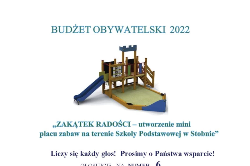 Plakat promocyjny projektu zadania "Zakątek radości". Jego treść jest zawarta w artykule