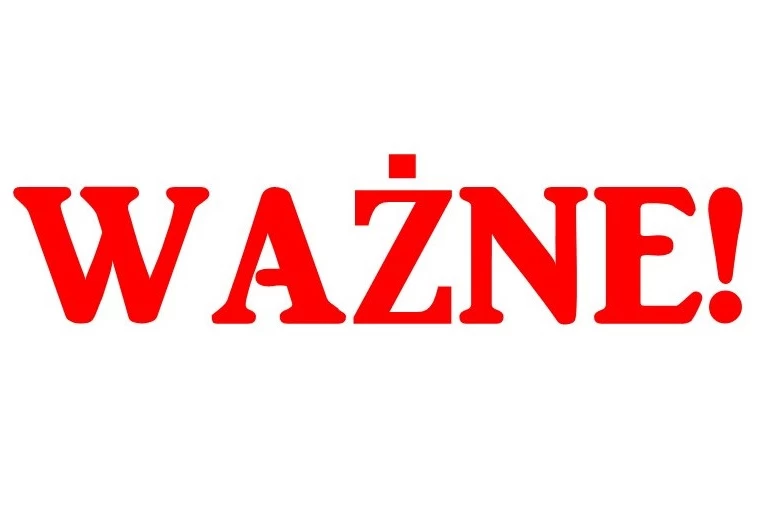 Grafika z napisem: WAŻNE