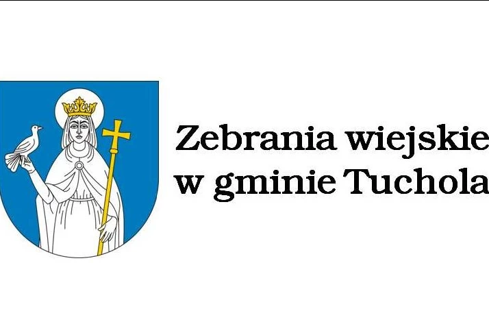 Baner z napisem "Zebrania wiejskie w gminie Tuchola"